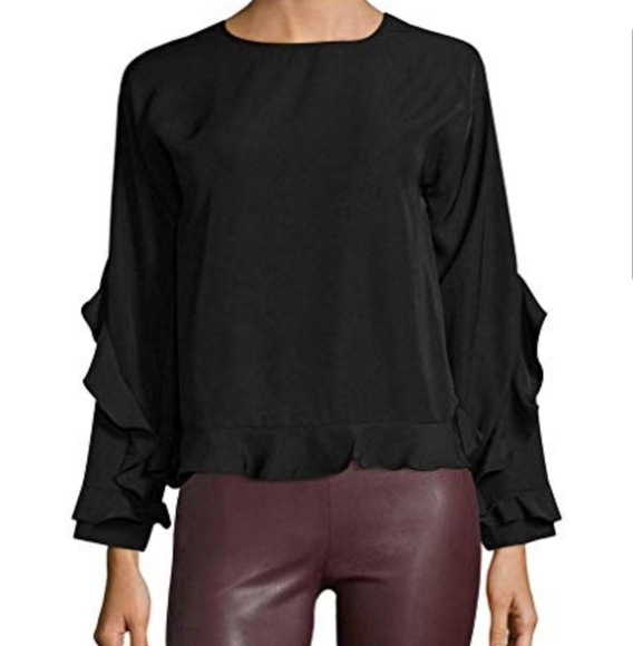 NEW Luca Black Ruffle Soft Non Sheer Blouse - Picture 2 of 6